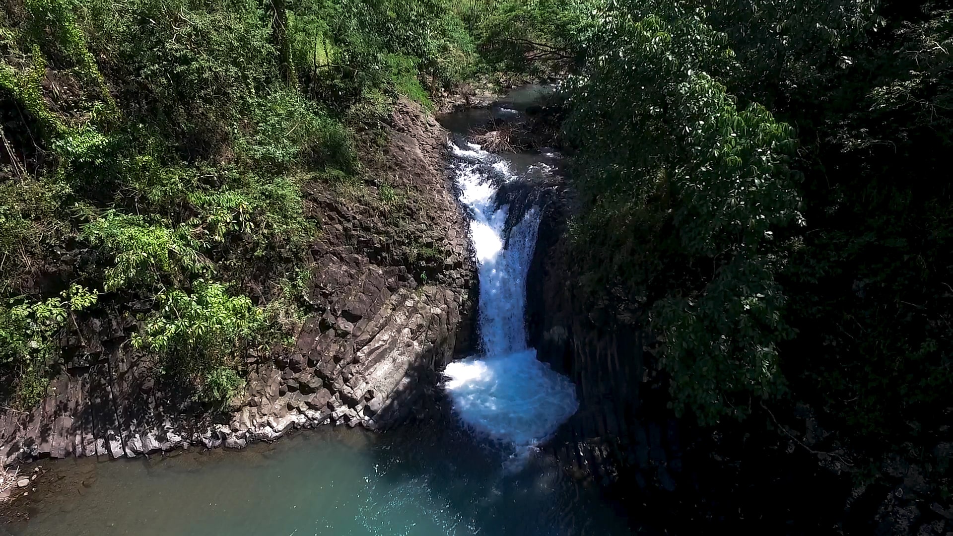 dunsulan falls waterfall drone image